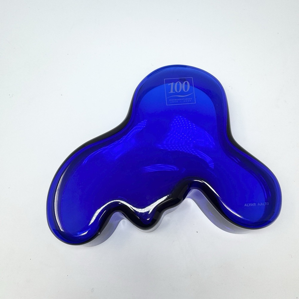 IIttala Alvar Aalto Glass Votive Candle Holder Vase Bowl - COBALT BLUE - Finland - Picture 5 of 11